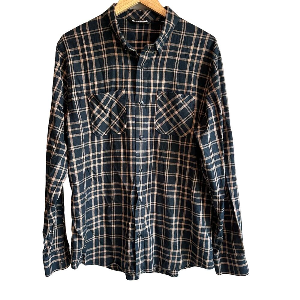 Travis Mathew Cloud Flannel Plaid Long Sleeve Button black L
